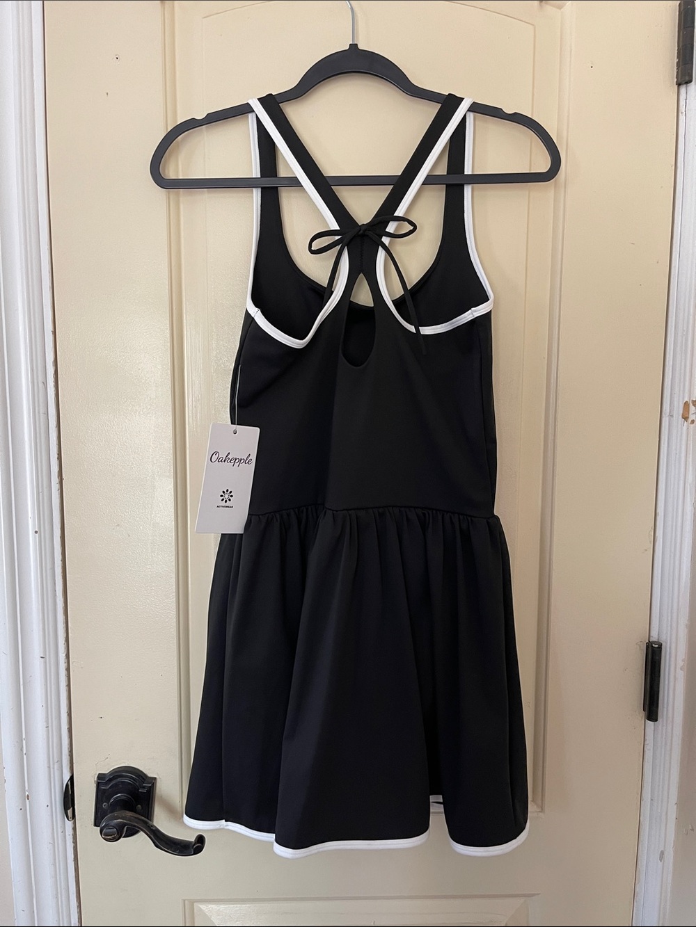 Black Swim Dress with White Trim - Picture 2 of 4